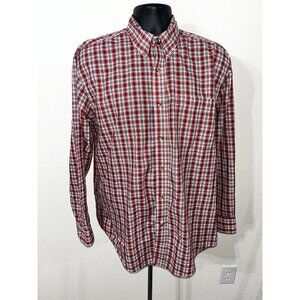 Wrangler Riata Men’s Size XL Long Sleeve Button Up Western Shirt Plaid Red White